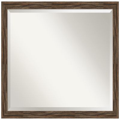 Amanti Art Brown Wall Mirror 25x31 Regis Barnwood Mocha Narrow Rectangle Bathroom Mirror for Wall Decor Living Room, Large Country Rustic Wood Frame, Hangs Horizonally and Vertically, Bathroom Decor,