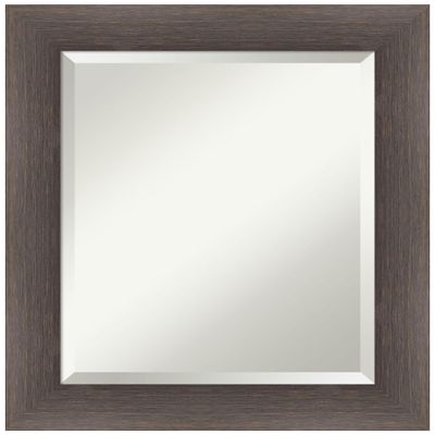 Amanti Art Brown Wall Mirror 25x21 Hardwood Chocolate Rectangle Bathroom Mirror for Wall Decor Living Room, Small Country Rustic Wood Frame, Hangs Horizonally and Vertically, Bathroom Decor, Beveled