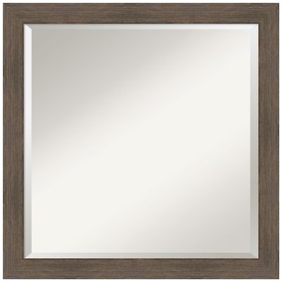 Amanti Art Brown Wall Mirror 23x23 Hardwood Mocha Narrow Square Bathroom Mirror for Wall Decor Living Room, Medium Country Rustic Wood Frame, Hangs Horizonally and Vertically, Bathroom Decor, Beveled