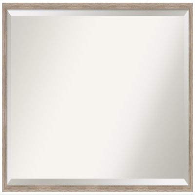 Amanti Art White Wall Mirror 25x37 Hardwood Wedge White Wash Rectangle Bathroom Mirror for Wall Decor Living Room, Large Country Rustic Wood Frame, Hangs Horizonally and Vertically, Bathroom Decor,