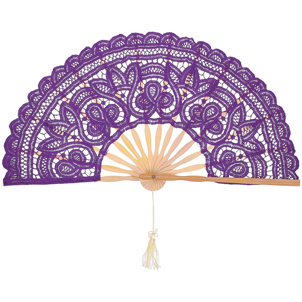 Veemoon Lace Folding Handheld Fan Retro Fan with Tassels for Wedding Bridal Shower Dancing Party Purple