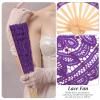 Veemoon Lace Folding Handheld Fan Retro Fan with Tassels for Wedding Bridal Shower Dancing Party Purple view 4