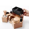 Adbzen Coffee Filter Tamper Holder Wooden Espresso Machine Coffee Bar Accessories 8 in 1 Espresso Tamper Mat Stand Holder Tamping Station with knock box Walnut (58mm) view 4