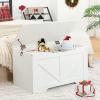 HOOBRO Storage Bench, 29.5 Retro Wooden Storage Chest with U-Shaped Cut-Out Pull, Safety Hinge, Supports 220 lb and Easy Assembly for Toy Box Organizer (White) WT77CW01 view 2