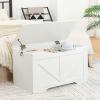 HOOBRO Storage Bench, 29.5 Retro Wooden Storage Chest with U-Shaped Cut-Out Pull, Safety Hinge, Supports 220 lb and Easy Assembly for Toy Box Organizer (White) WT77CW01 view 3