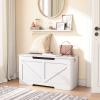 HOOBRO Storage Bench, 29.5 Retro Wooden Storage Chest with U-Shaped Cut-Out Pull, Safety Hinge, Supports 220 lb and Easy Assembly for Toy Box Organizer (White) WT77CW01 view 4
