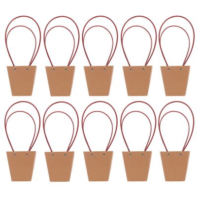 Tofficu 10pcs Thickened Wrapping Bags Kraft Handled Bags for Convenient Present Storage Multi-function for Festivals and Events