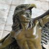 EUROPEAN BRONZE Hot Cast Bronze Sculpture Indian Chief Bust with Eagle Marble Base Statue Figurin Deal view 3