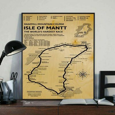Metal Tin Retro Sign Snaefell Mountain Course Isle of Man Tt The World's Hardest Race Poster Vintage Metal Tin Signs Home Bar Shop Decorations Coffee Sign Gift 5.5x8 Inch