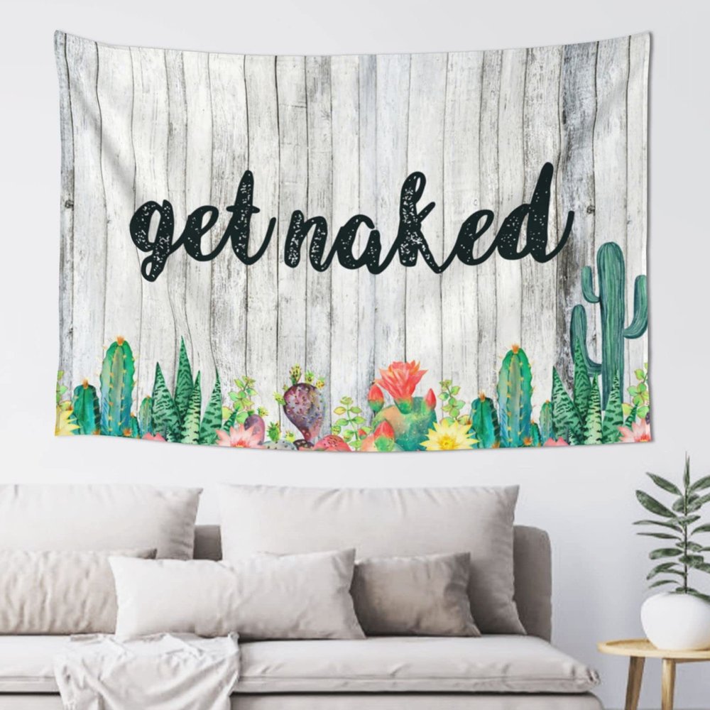 gaeruite Boys Room Decor Teenager Get Naked Cactus Bath Succulent Cute Tapestry Home Bar Decor Small Wall Tapestry (Size : 100X150CM)