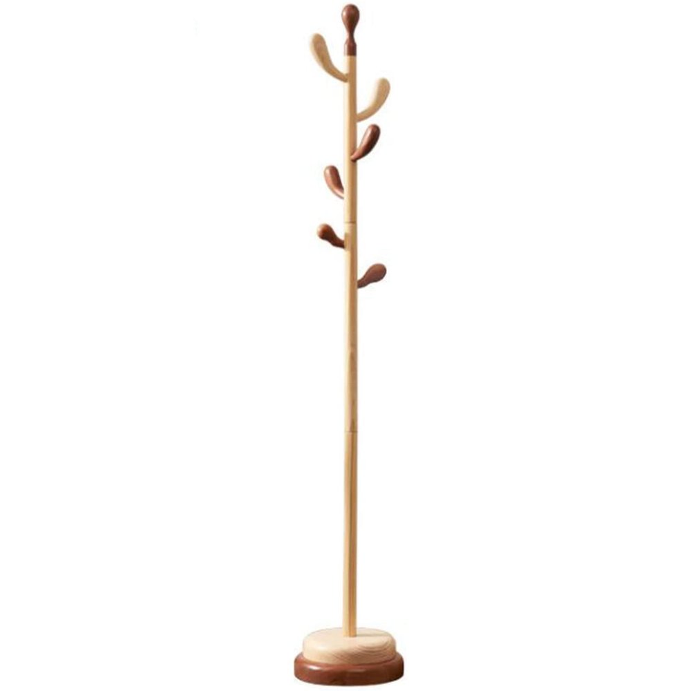 LFFH Kids Coat Racks, Home Creative Tree Bud Free Standing Coat Stand Double Disc Base Solid Bedside Wood Hanging Hanger for Bedroom Living Room (Color : Brown)