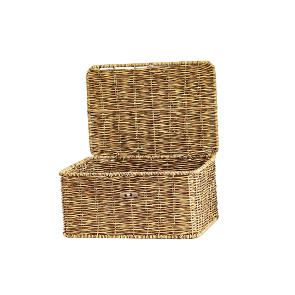 Woven Storage Box Photo Album 4x6 Rattan Basket Large Bathroom Organizer Basket Makeup Organizer for Drawer Scrapbook Album Rustic Decor Desktop Storage Basket Make up Pp Shelf