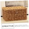 Woven Storage Box Photo Album 4x6 Rattan Basket Large Bathroom Organizer Basket Makeup Organizer for Drawer Scrapbook Album Rustic Decor Desktop Storage Basket Make up Pp Shelf view 3