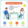 COSTWAY 3-Piece Kids Table and Chairs Set, Lightweight Plastic Children Activity Center for Reading, Writing, Painting, Snack Time, Kids Furniture Art Study Desk & Chairs Set for Ages 1-7 (Green) view 3