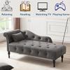 Majnesvon Upholstered Velvet Rolled Arm Chaise Lounges Indoor Chair, 58.26" Velvet Chaise Lounge with Nailhead Trim, with 1 Pillow for Living Room Bedroom Office view 3