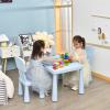 COSTWAY 3-Piece Kids Table and Chairs Set, Lightweight Plastic Children Activity Center for Reading, Writing, Painting, Snack Time, Kids Furniture Art Study Desk & Chairs Set for Ages 1-7 (Blue) view 2