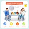 COSTWAY 3-Piece Kids Table and Chairs Set, Lightweight Plastic Children Activity Center for Reading, Writing, Painting, Snack Time, Kids Furniture Art Study Desk & Chairs Set for Ages 1-7 (Blue) view 3