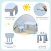 COSTWAY 3-Piece Kids Table and Chairs Set, Lightweight Plastic Children Activity Center for Reading, Writing, Painting, Snack Time, Kids Furniture Art Study Desk & Chairs Set for Ages 1-7 (Blue) view 4