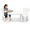 COSTWAY 3-Piece Kids Table and Chairs Set, Lightweight Plastic Children Activity Center for Reading, Writing, Painting, Snack Time, Kids Furniture Art Study Desk & Chairs Set for Ages 1-7 (White) view 1