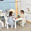 COSTWAY 3-Piece Kids Table and Chairs Set, Lightweight Plastic Children Activity Center for Reading, Writing, Painting, Snack Time, Kids Furniture Art Study Desk & Chairs Set for Ages 1-7 (White) view 2