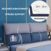 Linen Headboard Cushion Reading Pillow Cotton Filled Large Bolster Headboard Backrest Thicken Wedge Lumbar Support Pad for Daybed Bed Bunk,B,No headboard 70.8"/180cm view 2