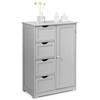 COSTWAY Bathroom Storage Cabinet, Wooden Freestanding Storage Cupboard Organizer with 4 Drawers & Adjustable Shelf, Modern Floor Cabinet for Living Room, Bathroom, Kitchen, Entryway (Grey) view 1