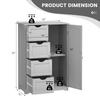 COSTWAY Bathroom Storage Cabinet, Wooden Freestanding Storage Cupboard Organizer with 4 Drawers & Adjustable Shelf, Modern Floor Cabinet for Living Room, Bathroom, Kitchen, Entryway (Grey) view 2