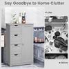 COSTWAY Bathroom Storage Cabinet, Wooden Freestanding Storage Cupboard Organizer with 4 Drawers & Adjustable Shelf, Modern Floor Cabinet for Living Room, Bathroom, Kitchen, Entryway (Grey) view 4