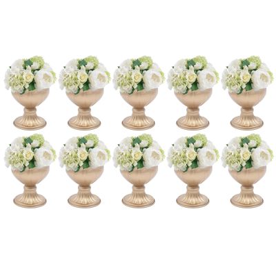 10 Pcs Gold Flowers Vases for Centrepieces, 13cm/5.12" Tall Metal Wedding Table Centerpiece Decoration for Reception, Home Vase Flower Stand for Ceremony Events Anniversary (12..5x13cm, 4.92x5.12in)