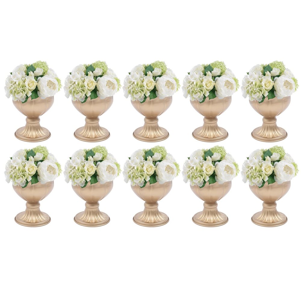 10 Pcs Gold Flowers Vases for Centrepieces, 13cm/5.12" Tall Metal Wedding Table Centerpiece Decoration for Reception, Home Vase Flower Stand for Ceremony Events Anniversary (12..5x13cm, 4.92x5.12in)