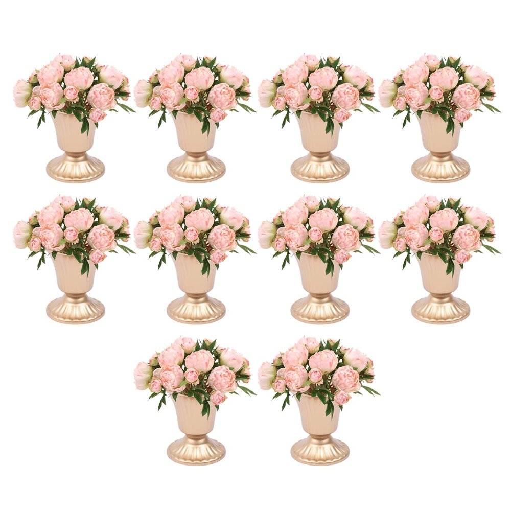 10 Pcs Gold Flowers Vases for Centrepieces, 10cm/3.94" Tall Metal Wedding Table Centerpiece Decoration for Reception, Home Vase Flower Stand for Ceremony Events Anniversary (8.8x10cm, 3.46x3.94in)