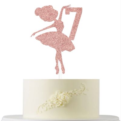 Ballerina 7th Birthday Cake Topper, 7th Birthday Cake Topper, Cute Ballerina Bday Cake Decorations, Adorable Princess Cake Decor Supplies Dancing Girl Party Supplies