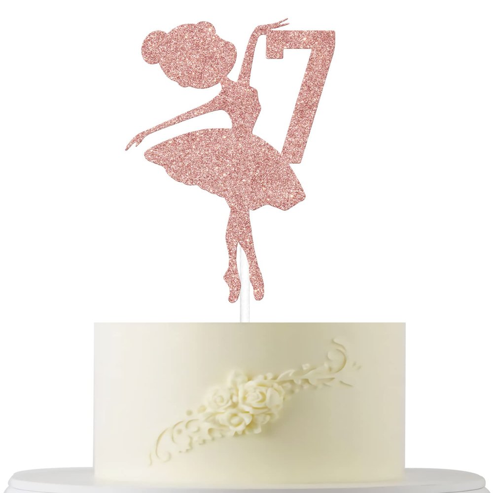 Ballerina 7th Birthday Cake Topper, 7th Birthday Cake Topper, Cute Ballerina Bday Cake Decorations, Adorable Princess Cake Decor Supplies Dancing Girl Party Supplies