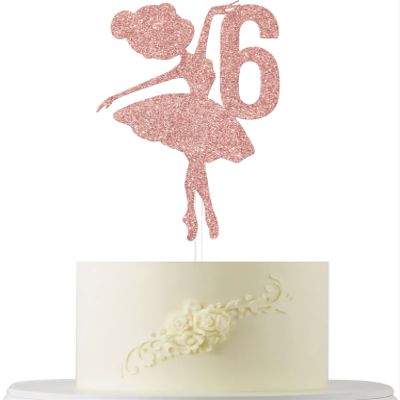 Ballerina 6th Birthday Cake Topper, 6th Birthday Cake Topper, Cute Ballerina Bday Cake Decorations, Adorable Princess Cake Decor Supplies, Dancing Girl Party Supplies