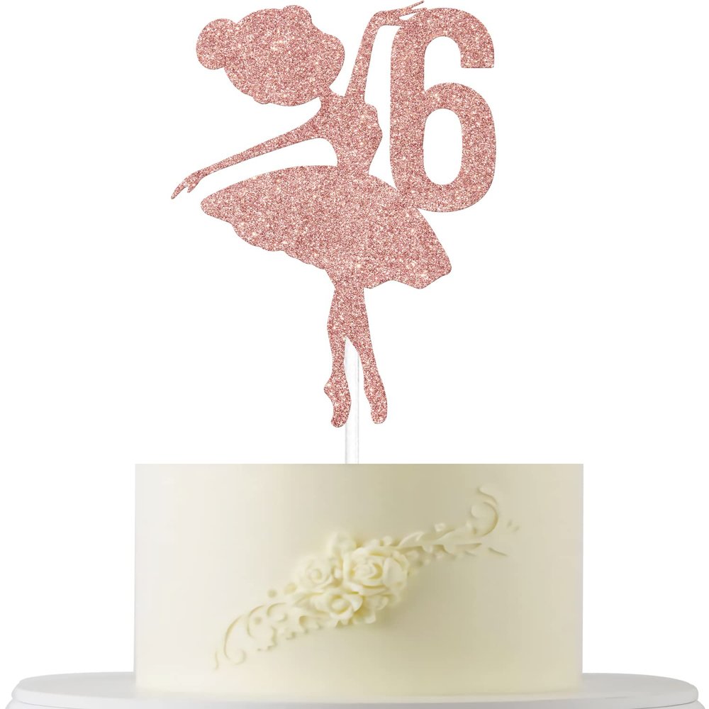 Ballerina 6th Birthday Cake Topper, 6th Birthday Cake Topper, Cute Ballerina Bday Cake Decorations, Adorable Princess Cake Decor Supplies, Dancing Girl Party Supplies