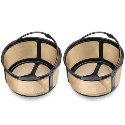 Reusable 8-12 Cup Basket Gold Mesh Coffee Filter for Keurig K-Duo Essentials and K Duo Brewers Machine, Replaces your Paper Coffee Filters, BPA Free (2 Pack)