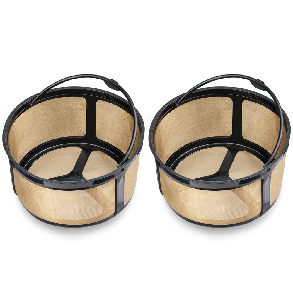 Reusable 8-12 Cup Basket Gold Mesh Coffee Filter for Keurig K-Duo Essentials and K Duo Brewers Machine, Replaces your Paper Coffee Filters, BPA Free (2 Pack)