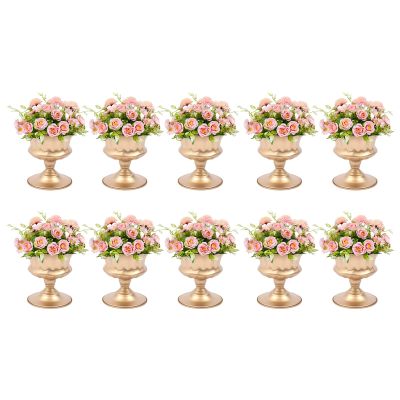 10 Pcs Gold Flowers Vases for Centrepieces, 15cm/5.91" Tall Metal Wedding Table Centerpiece Decoration for Reception, Home Vase Flower Stand for Ceremony Events Anniversary (15x15cm, 5.91x5.91in)