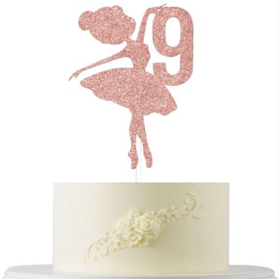 Ballerina 9th Birthday Cake Topper, 9th Birthday Cake Topper, Cute Ballerina Bday Cake Decorations, Adorable Princess Cake Decor Supplies, Dancing Girl Party Supplies