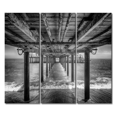 3 Pieces Canvas Painting Wall Art Underside Pier Rest Area Art Paintings for Wall Decorations seascape Canvas Prints Artwork for Walls Giclee Gallery-wrapped Posters and Prints Ready to Hang 42x28 in