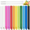 12 Pcs Reusable Boba Straws - BPA-Free Wide Reusable Plastic Straws for Smoothies, Boba(Tapioca, Boba Pearls) & Shakes with 2 BrushesMulticolor view 1
