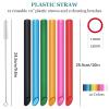 12 Pcs Reusable Boba Straws - BPA-Free Wide Reusable Plastic Straws for Smoothies, Boba(Tapioca, Boba Pearls) & Shakes with 2 BrushesMulticolor view 2