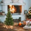 DCQRY 2Pcs Tabletop Mini Christmas Tree, 11.8inch Small Pine Tree with Burlap Base, Artificial Desktop Christmas Tree for Christmas Home Kitchen Dining Table Decorations view 2