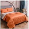 3-Piece Orange Quilt Queen King Quilt Set, 100% Pima Cotton Quilt Cover, Fade Resistance Bedspread King Quilt, Double Sided Stitching, Soft Bedding Quilt Set Coverlet for All Seasons,Queen view 1
