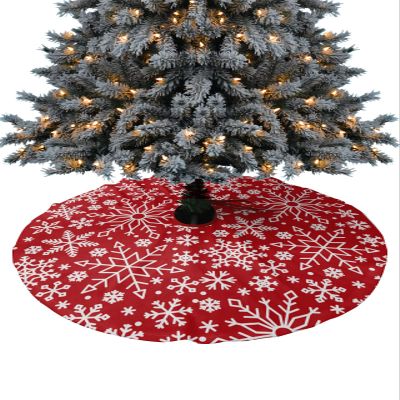 2022 Christmas Tree Skirt, White Snowflake Filling Xmas Tree Ornaments Round 48 Inch, Red Merry Christmas Xmas Tree Mat for Christmas Decorations Holiday Party