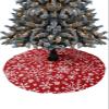 2022 Christmas Tree Skirt, White Snowflake Filling Xmas Tree Ornaments Round 48 Inch, Red Merry Christmas Xmas Tree Mat for Christmas Decorations Holiday Party view 1