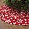 2022 Christmas Tree Skirt, White Snowflake Filling Xmas Tree Ornaments Round 48 Inch, Red Merry Christmas Xmas Tree Mat for Christmas Decorations Holiday Party view 2