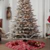 2022 Christmas Tree Skirt, White Snowflake Filling Xmas Tree Ornaments Round 48 Inch, Red Merry Christmas Xmas Tree Mat for Christmas Decorations Holiday Party view 4