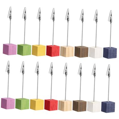 Homoyoyo 16pcs Photo Holder Wooden Holder Table Memo Holder Name Holder Clip Picture Stand Display Stand Memo Note Photo Stand Picture Holder Cord Holders Wire Holder Solid Wood Card Holder
