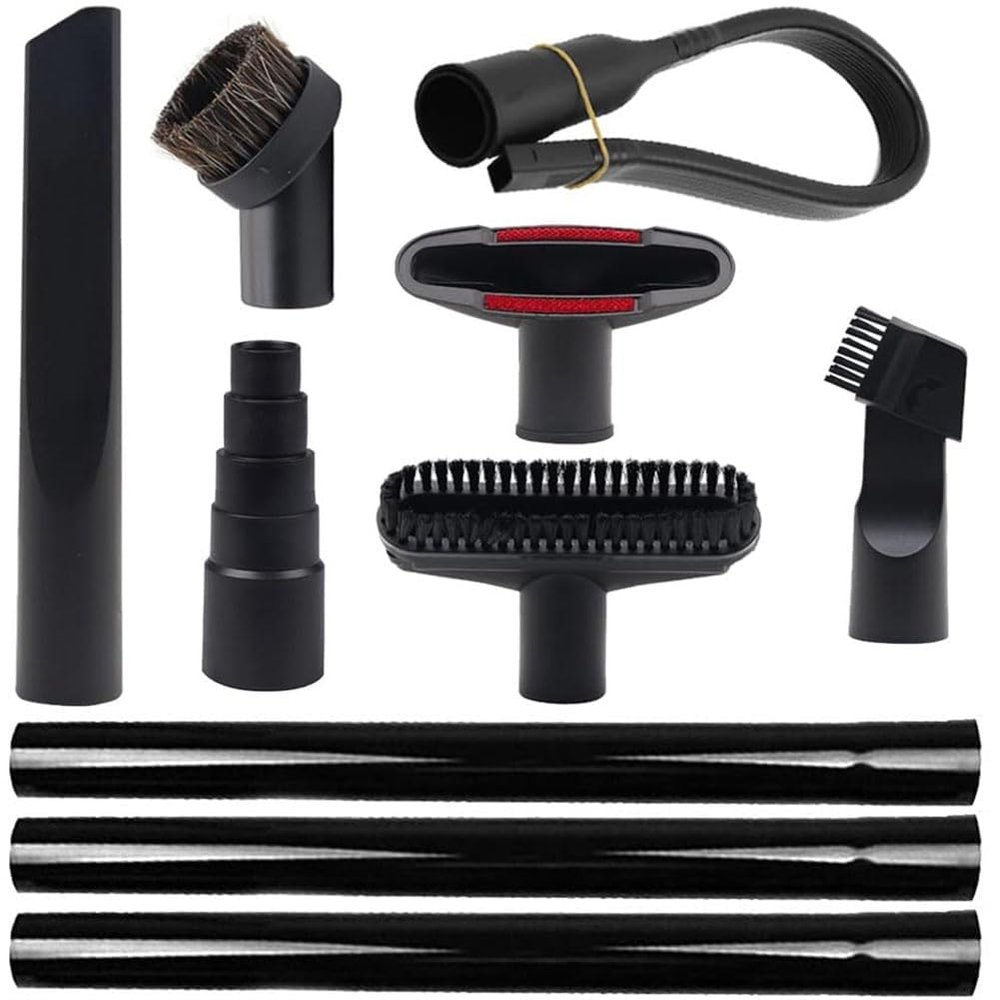 10 Pcs Vacuum Attachments Fit for Shop Vac Accessories - 1 7/8" to 1" Vacuum Hose Adapter, 1 1/4 inch Vacuum Extension Wand, 1 1/4" Vacuum Cleaner Accessories Brush Kit, Flexible Crevice Tool
